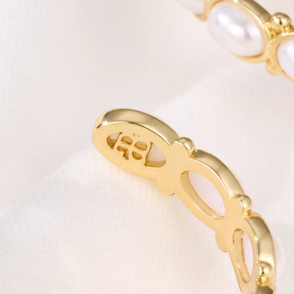 Alicia Bonnie - Abbie Gold Pearl Hoop Earrings - Picture 2 of 4